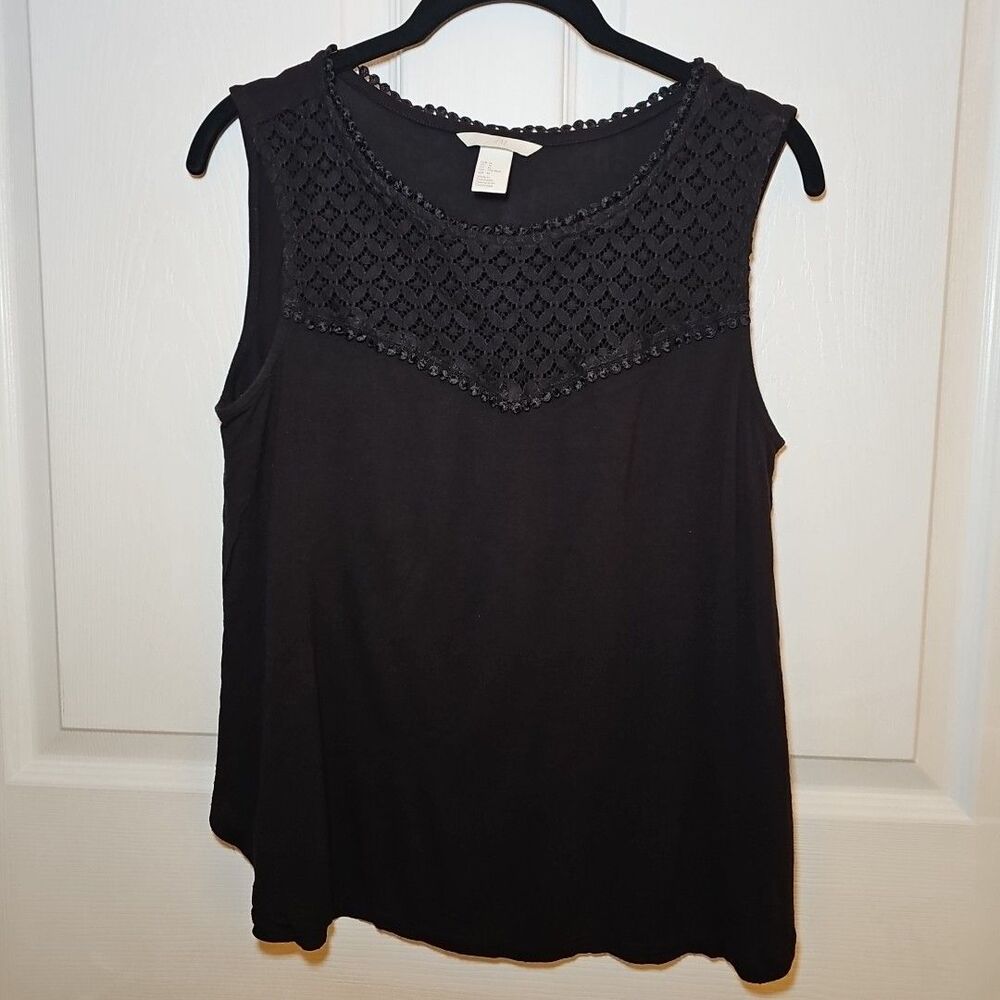 Women's H&M Black Crochet Top Sleeveless Tank Medium Casual Basic